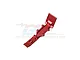 A red anodized aluminium rear skid plate for an RC car, shown from an elevated angle against a white background with a GPM Racing watermark.
