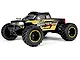 BlackZon Smyter Turbo MT 1/12 scale RC monster truck in yellow and black livery, shown from a front three-quarter angle against a white background.