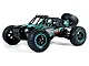 BlackZon Smyter Turbo DB RC desert buggy in blue and black, featuring a roll cage, spare tire, and off-road tires against a white background.