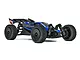 ARRMA Typhon Grom 223S BLX 1/14 scale RC buggy in blue and black, featuring off-road tires and a rear wing, isolated on a white background.