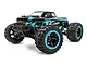 A BlackZon Slyder MT 1/16 scale RC monster truck in black and blue, featuring large off-road tires and a detailed truck body.