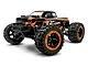 BlackZon Slyder MT 1/16 scale RC monster truck in black and orange, featuring large off-road tires and a detailed truck body.