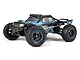 A studio shot of the BlackZon Smyter DT 1/12 scale RC desert truck in blue and black, featuring off-road tires and a roof-mounted light bar.
