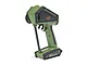 Spektrum DX Rugged DSMR+ 12-channel RC transmitter in olive green with black protective bumpers, shown from the side.