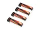 Four BetaFPV LAVA 1S 450mAh LiPo batteries arranged in a diagonal row on a white background.