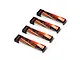 Four BetaFPV LAVA 1S 550mAh LiHV batteries arranged in a diagonal row on a white background.