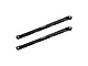 Two black GPM Racing aluminium rear chassis linkages for RC cars, each marked with 151mm length.