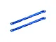 Two blue anodized aluminium RC chassis linkages with 151mm printed on them, set against a white background.