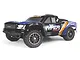 BlackZon Vyper SC Turbo 1/16 scale RC short course truck in black, blue, and orange livery on a white background.