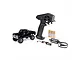Axial SCX30 Chevrolet K10 RC rock crawler in black, including a Spektrum transmitter, four AA batteries, a 7.4V LiPo battery, and a USB charger.