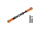 GPM Racing orange aluminium servo steering link with adjustable spring, including two screws and a nut, isolated on a white background.