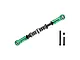 A green GPM Racing aluminium servo steering link with an adjustable spring, accompanied by two black screws and a locking nut on a white background.