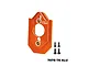 An orange GPM Racing aluminium motor mount with four black screws on a white background.