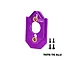A purple GPM Racing aluminium motor mount with brass inserts and four black screws on a white background.