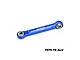 A blue GPM Racing aluminium steering link with silver ball ends, isolated on a white background.