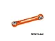 An orange GPM Racing aluminium steering link with silver ball ends on a white background.