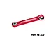A red GPM Racing aluminium steering link featuring silver metal ball ends, set against a plain white background.
