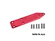 A red anodized aluminium rear skid plate by GPM Racing with six black countersunk screws on a white background.