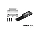GPM Racing silver aluminium battery hold-down set with black velcro strap and three mounting screws on a white background.