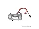 Silver GPM Racing aluminium front bumper for RC cars with integrated LED lights and wiring harness.