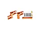 GPM Racing orange aluminium steering bell crank and drag link assembly kit for RC cars, including screws, washers, and metal bushings.