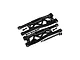 A pair of black anodized aluminium front suspension arms for an RC car by GPM Racing, including mounting screws and hardware.