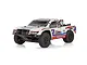 Team Associated Pro2 SC10sw RC short course truck in white with red and blue racing decals on a white background.