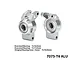 A pair of silver GPM Racing aluminium rear hubs for RC cars, featuring pre-installed bearings and L/R markings on a white background.