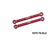 Two red anodized aluminium steering toe links from GPM Racing with silver metal pivot balls, isolated on a white background.