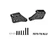 A pair of black GPM Racing aluminium shock mounts with mounting screws and washers on a white background.