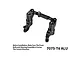 A black GPM Racing aluminium steering bell crank and drag link assembly for RC cars, shown on a white background with installation text.