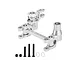 GPM Racing silver aluminium steering bell crank and drag link assembly with integrated servo saver, including mounting hardware.
