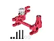 A red anodized aluminium steering bell crank and drag link assembly with a servo saver, including mounting screws and washers.