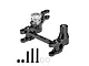 GPM Racing black aluminium steering bell crank and drag link assembly with integrated servo saver, including mounting hardware.