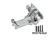 A silver GPM Racing aluminium front upper bulkhead for an RC car, shown with four black mounting screws on a white background.