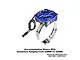 GPM Racing blue aluminium motor cooling fan with an adjustable stainless steel mounting strap for 28-42mm diameter motors.