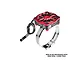 GPM Racing red aluminium cooling fan with adjustable stainless steel mounting strap for RC motors.