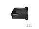 A black GPM Racing aluminium receiver cover for an RC car, shown with three included mounting screws on a white background.