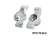 A pair of silver GPM Racing aluminium rear hubs for RC cars, featuring machined 7075-T6 aluminium construction and white plastic bushings.