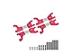 A set of four red anodized aluminium upper suspension arms for an RC car, including stainless steel support mounts, screws, and pins.