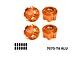 Four orange anodized aluminium 17mm serrated wheel nuts with GPM Racing branding and a set of small black grub screws on a white background.