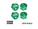 Four green GPM Racing 17mm serrated aluminium wheel nuts and a set of small black grub screws on a white background.