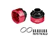 Two red and black GPM Racing differential cases with O-rings and screws on a white background.