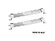 Two silver GPM Racing aluminium battery hold-down bars for RC vehicles, featuring diagonal grooves and engraved branding.