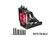 GPM Racing black and red aluminium quick release motor mount for Traxxas XRT RC cars, shown with included screws and washers.