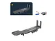 Huina 1/18 scale grey flatbed trailer with its retail packaging, a small battery, and a USB charging cable.