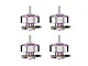 Four BetaFPV 0802 25000Kv brushless motors for drones, featuring purple and silver metal housings, arranged in a grid against a white background.