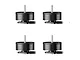 Four identical black brushless drone motors arranged in a grid against a white background.