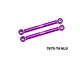 Two purple anodized aluminium steering toe links from GPM Racing with silver ball joints at each end, set against a white background.