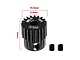 A black GPM Racing 19T 0.5 module pinion gear with dimension annotations and two included grub screws on a white background.